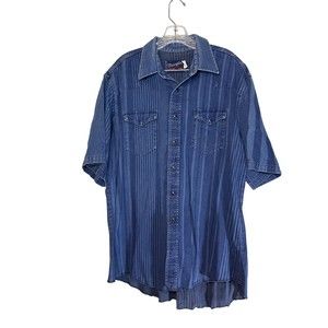 Vintage Wrangler X-Long Tails Pearl Snap Western Shirt XL 17 1/2 80s 90s USA